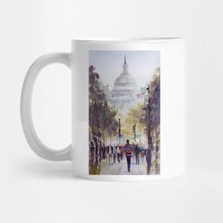 USA Capital Washington DC America Watercolor Cityscape Perfect for Office Mug